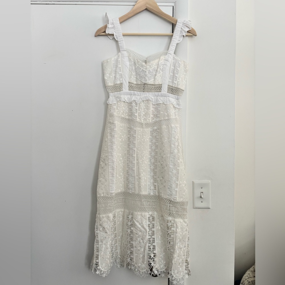 NWT FOR LOVE & LEMONS Gabrielle Midi Dress in Ivory - Picture 8 of 13